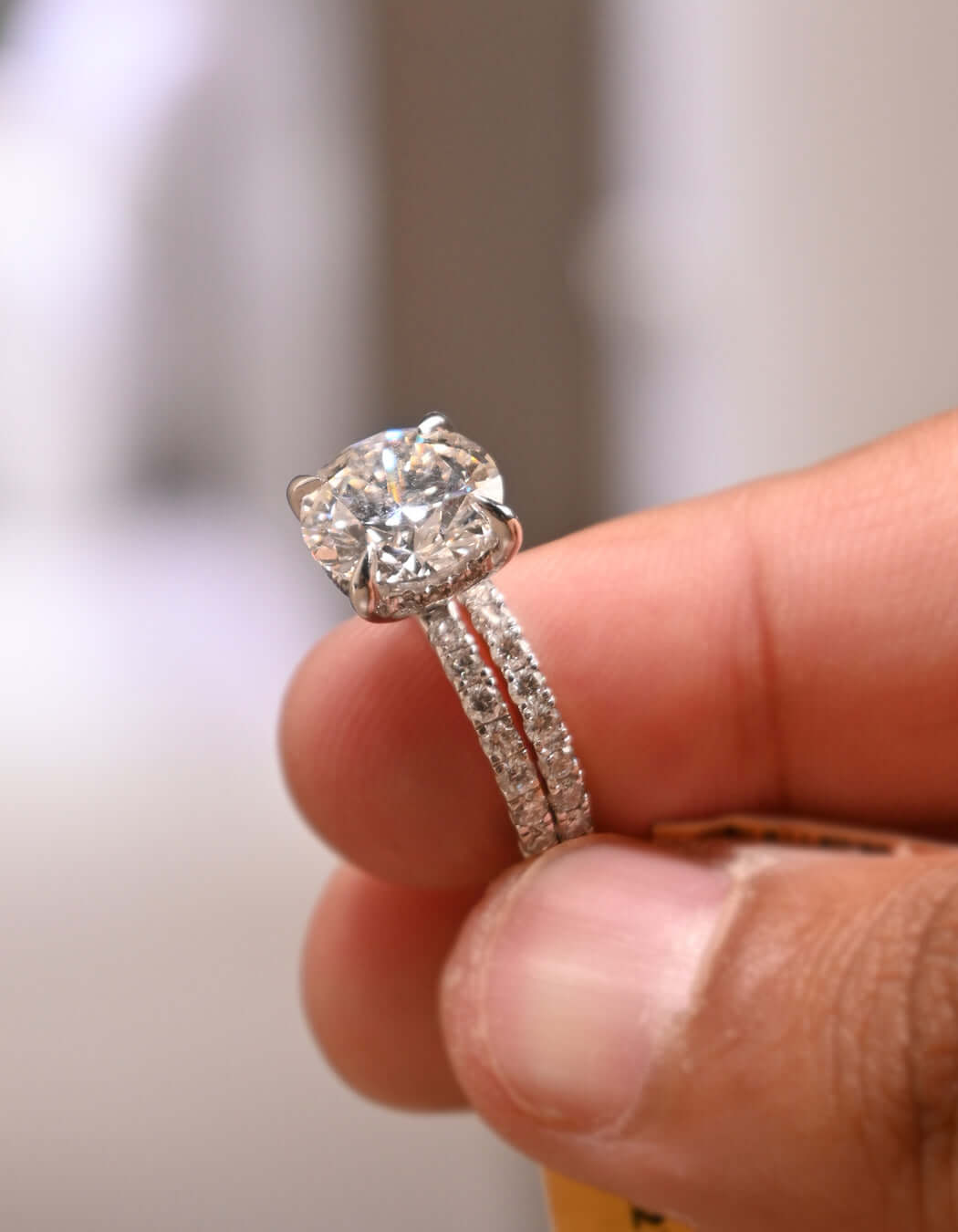 10K Gold 5CT Lab Grown Round Cut Halo Wedding Bridal Ring Set