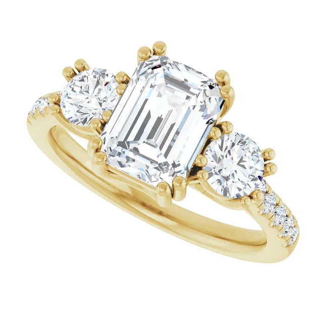 14K Gold Emerald Cut [2.09ctw] Lab-Grown Diamond [E - VVS2] Engagement Ring