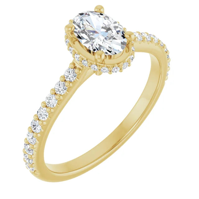 14K Gold Oval Lab-Grown 0.55 Diamond Engagement Ring