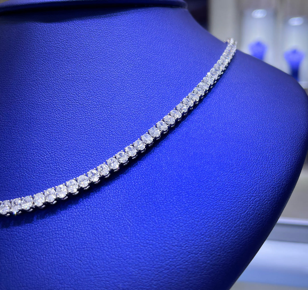 14K Gold 9.5ctw Lab Grown Oval Cut Diamond Necklace