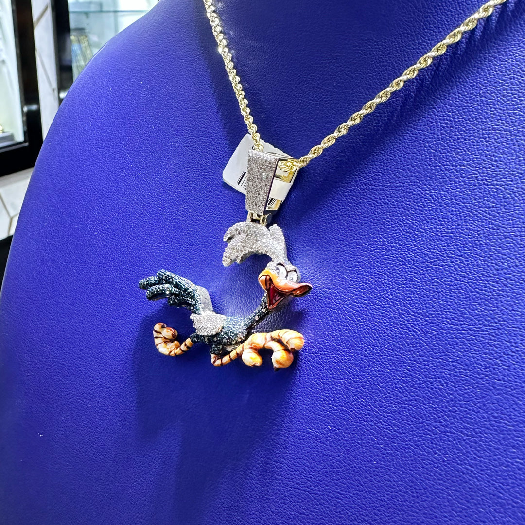 1.55ctw Natural Diamond Bird Pendant in 10K Gold