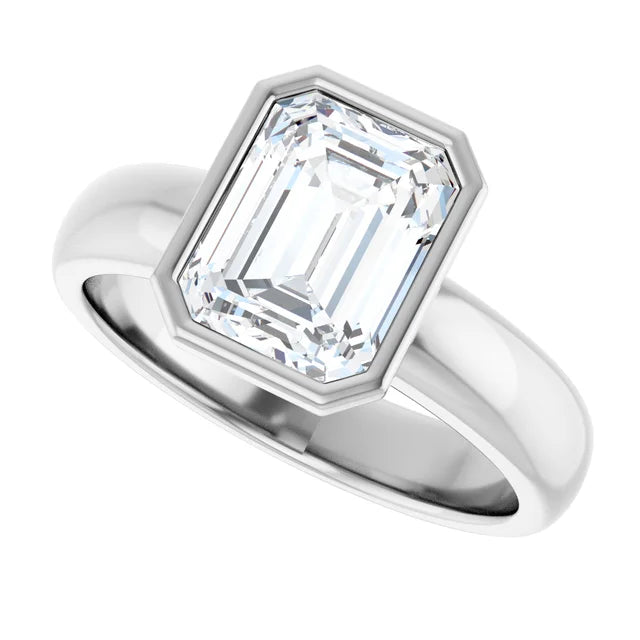 14K Gold Emerald Cut Bezel [2.22 ctw] Lab-Grown Diamond [F - VS1] Engagement Ring