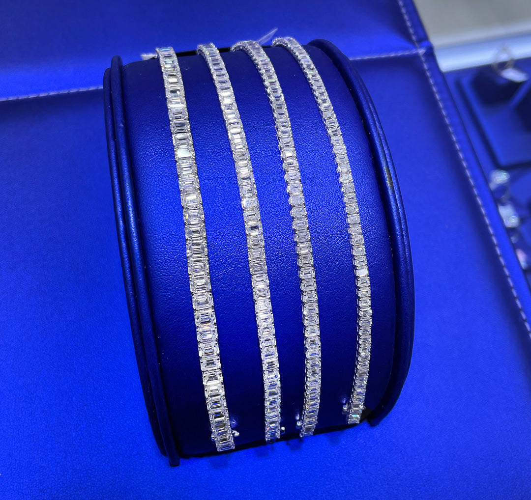 14K Gold Emerald 6ctw - 9ctw - 12ctw - 17ctw Cut Lab Grown Diamond Bracelet