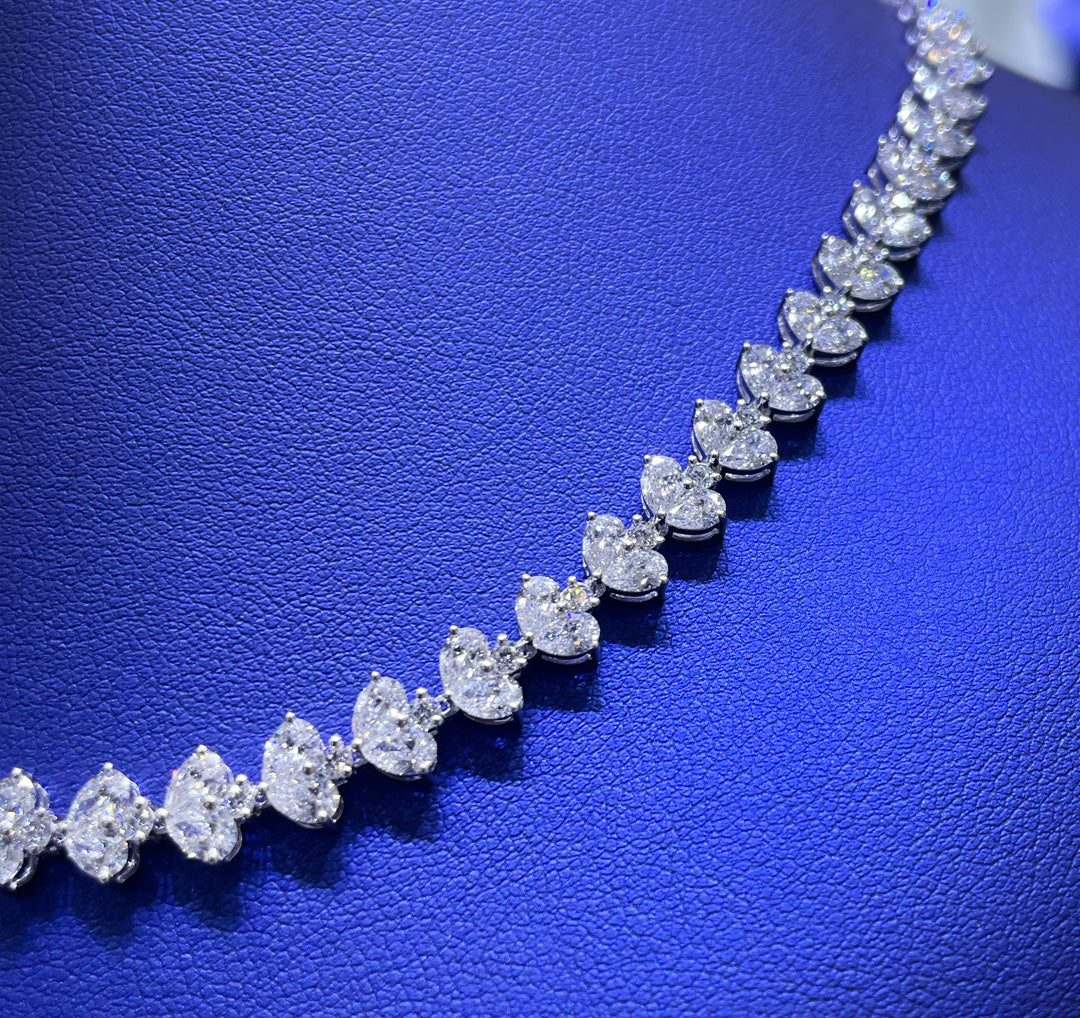 14K Gold 11.65ctw Lab Grown Marquise Cut Diamond Necklace