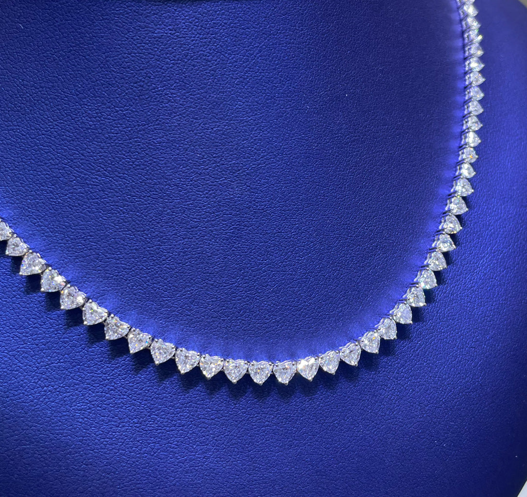 14K Gold 9.77ctw Lab Grown Heart Cut Diamond Necklace