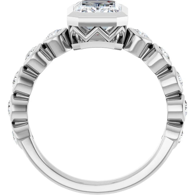 14K Gold Emerald Cut Bezel Set [1.54ctw] Lab-Grown Diamond [D - VVS2] Engagement Ring