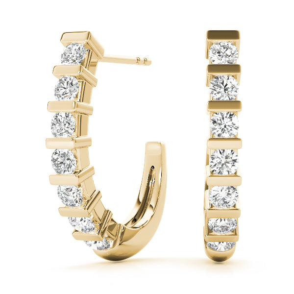 Diamond - J-Shape Hoop Earring in 14K Gold (0.36 ct. tw)