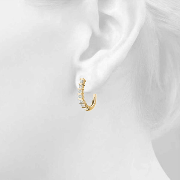 Diamond - J-Shape Hoop Earring in 14K Gold (0.36 ct. tw)