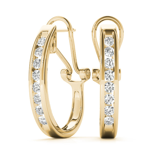 Diamond - J-Shape Hoop Earring in 14K Gold (0.50 ct. tw)