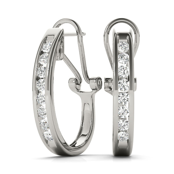 Diamond - J-Shape Hoop Earring in 14K Gold (0.50 ct. tw)