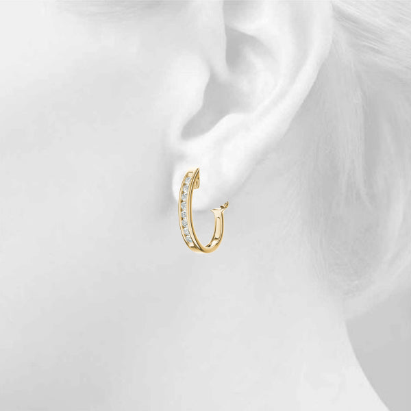 Diamond - J-Shape Hoop Earring in 14K Gold (0.50 ct. tw)