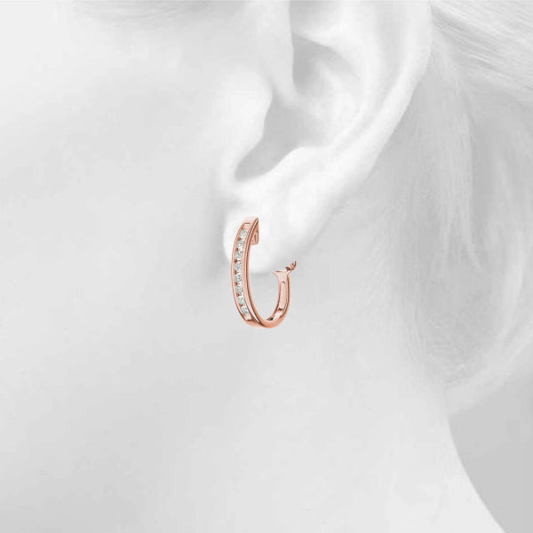 Diamond - J-Shape Hoop Earring in 14K Gold (0.50 ct. tw)