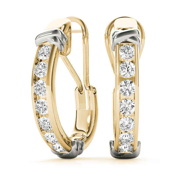 Diamond - J Hoop Earring in 14K Gold (0.98 ct. tw)