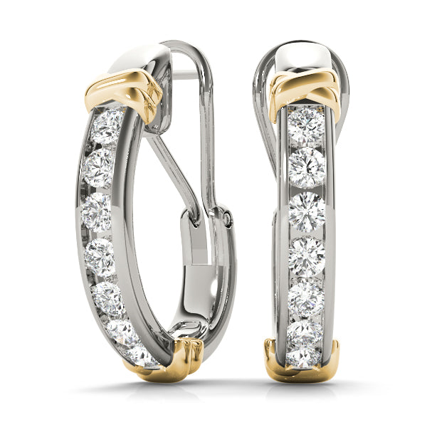 Diamond - J Hoop Earring in 14K Gold (0.98 ct. tw)