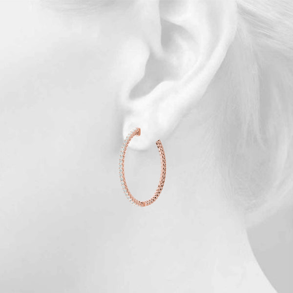 Round - Vault Lock Round Hoop Earring in 14K Gold (0.50 ct. tw)