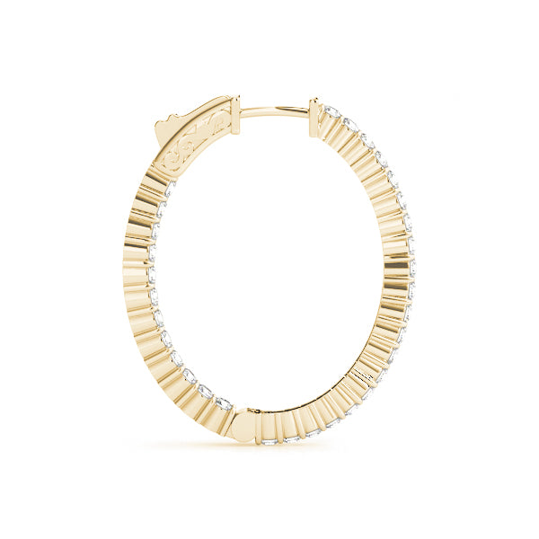 Oval - Prong Oval Hoop Earring in 14K Gold (1.92 ct. tw)