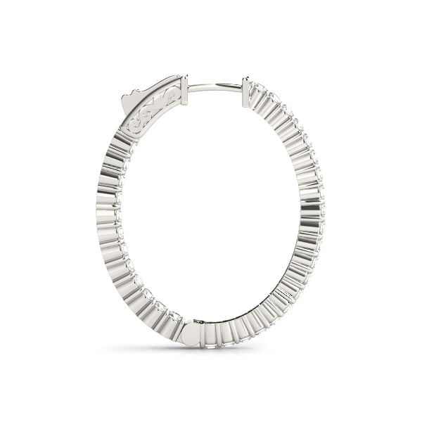 Oval - Prong Oval Hoop Earring in 14K Gold (1.92 ct. tw)