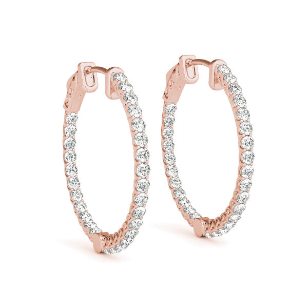 Round - 3 Row Pave Round Hoop Earring in 14K Gold (1.00 ct. tw)