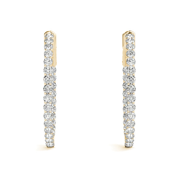 Round - 3 Row Pave Round Hoop Earring in 14K Gold (1.00 ct. tw)