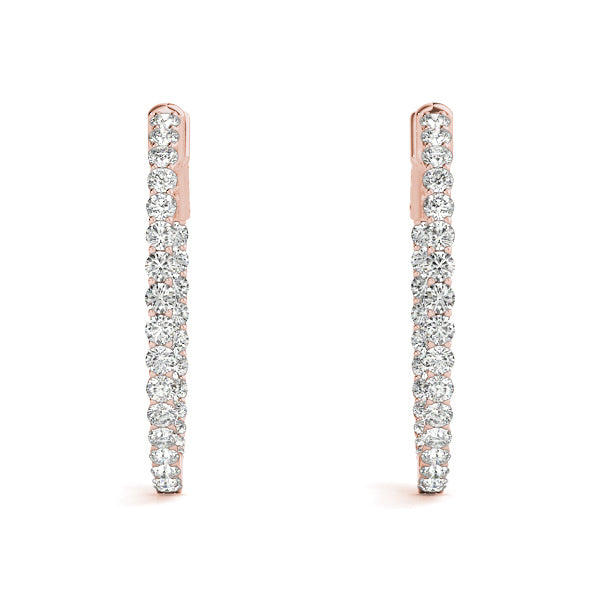 Round - 3 Row Pave Round Hoop Earring in 14K Gold (1.00 ct. tw)