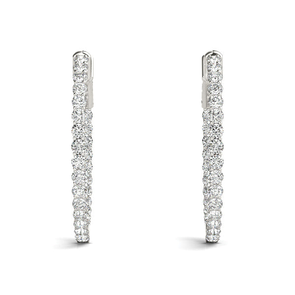 Round - 3 Row Pave Round Hoop Earring in 14K Gold (1.00 ct. tw)