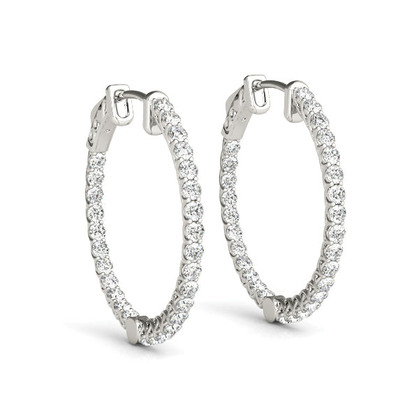 Round - 3 Row Pave Round Hoop Earring in 14K Gold (1.00 ct. tw)