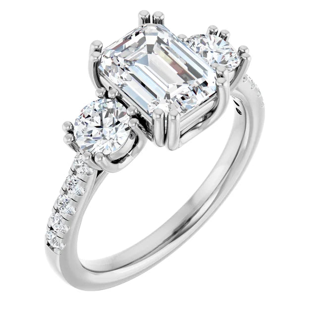 14K Gold Emerald Cut [2.09ctw] Lab-Grown Diamond [E - VVS2] Engagement Ring