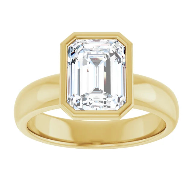 14K Gold Emerald Cut Bezel [2.22 ctw] Lab-Grown Diamond [F - VS1] Engagement Ring