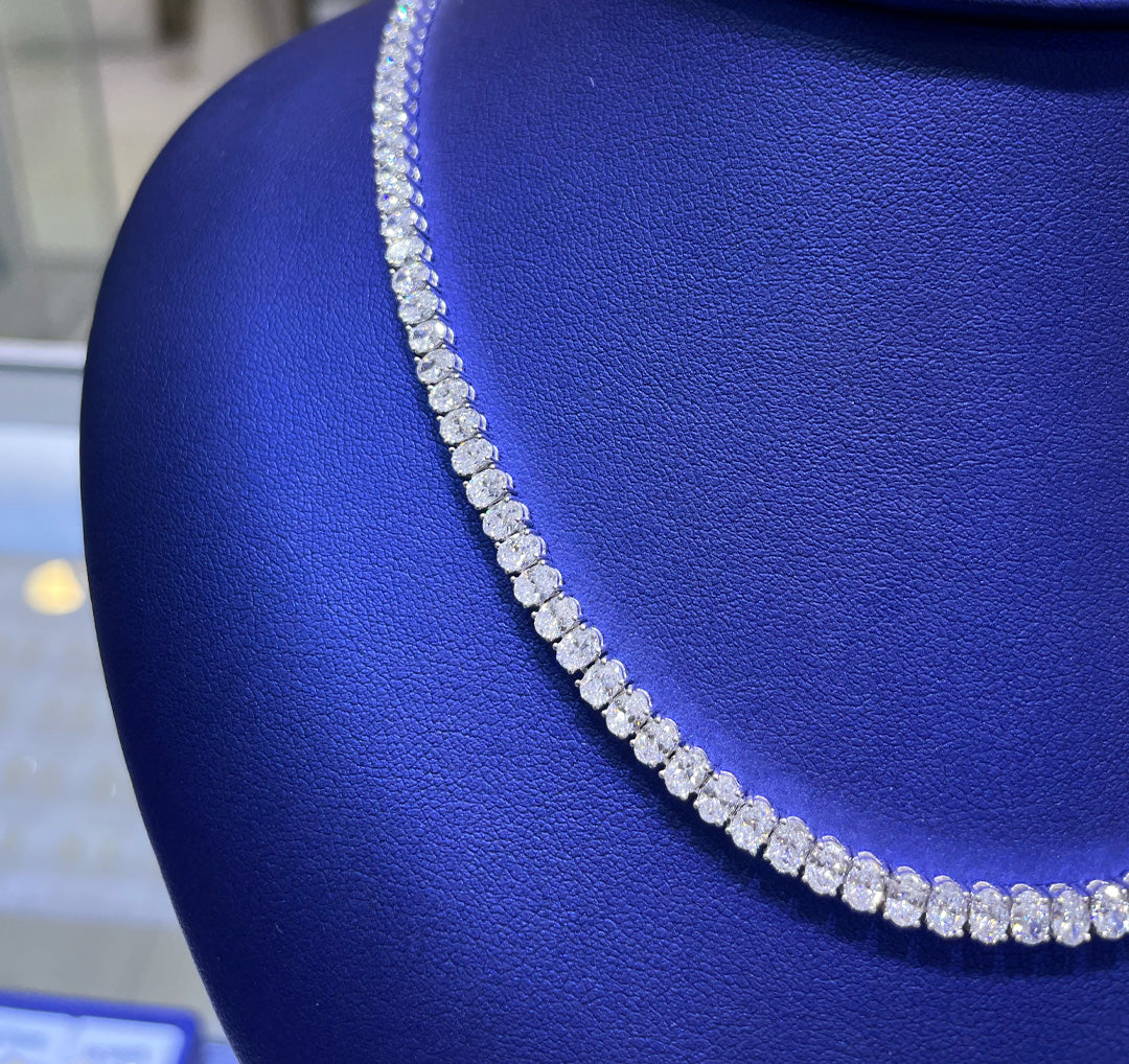 14K Gold 9.5ctw Lab Grown Oval Cut Diamond Necklace