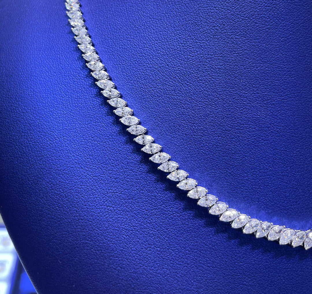 14K Gold 9.22ctw Lab Grown Marquise Cut Diamond Necklace