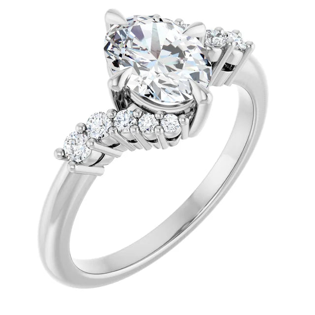 14K Gold Oval Lab-Grown 1.03 CT Diamond Engagement Ring