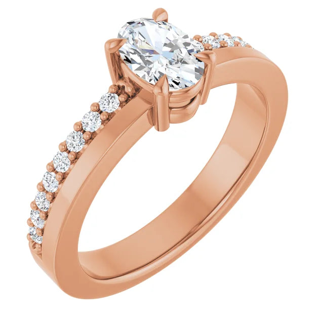 14K Gold Oval Lab-Grown 0.57ctw Diamond Engagement Ring