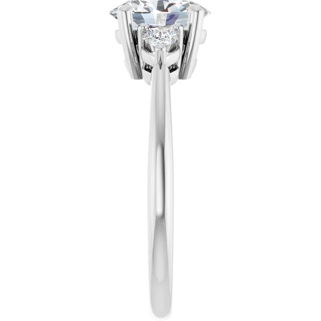 14K Gold Oval Lab-Grown Diamond 1.01 CTW VVS1/D Side Pear Cut Engagement Ring