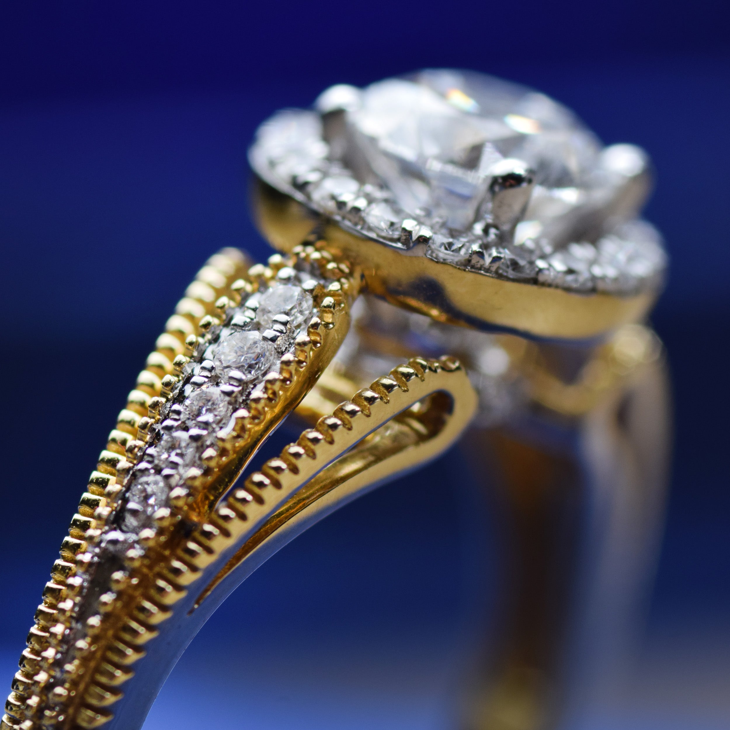 14K Gold 1.32 CT Lab Grown Round Classic Vintage Lab Diamond Engagement Ring