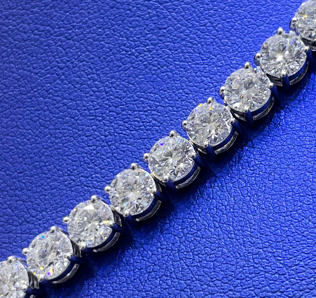14K Gold 41.81ctw Lab Grown Round Cut Tennis Diamond Necklace