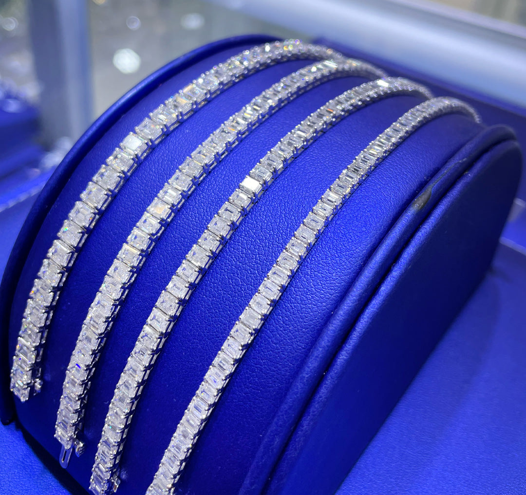 14K Gold Emerald 6ctw - 9ctw - 12ctw - 17ctw Cut Lab Grown Diamond Bracelet