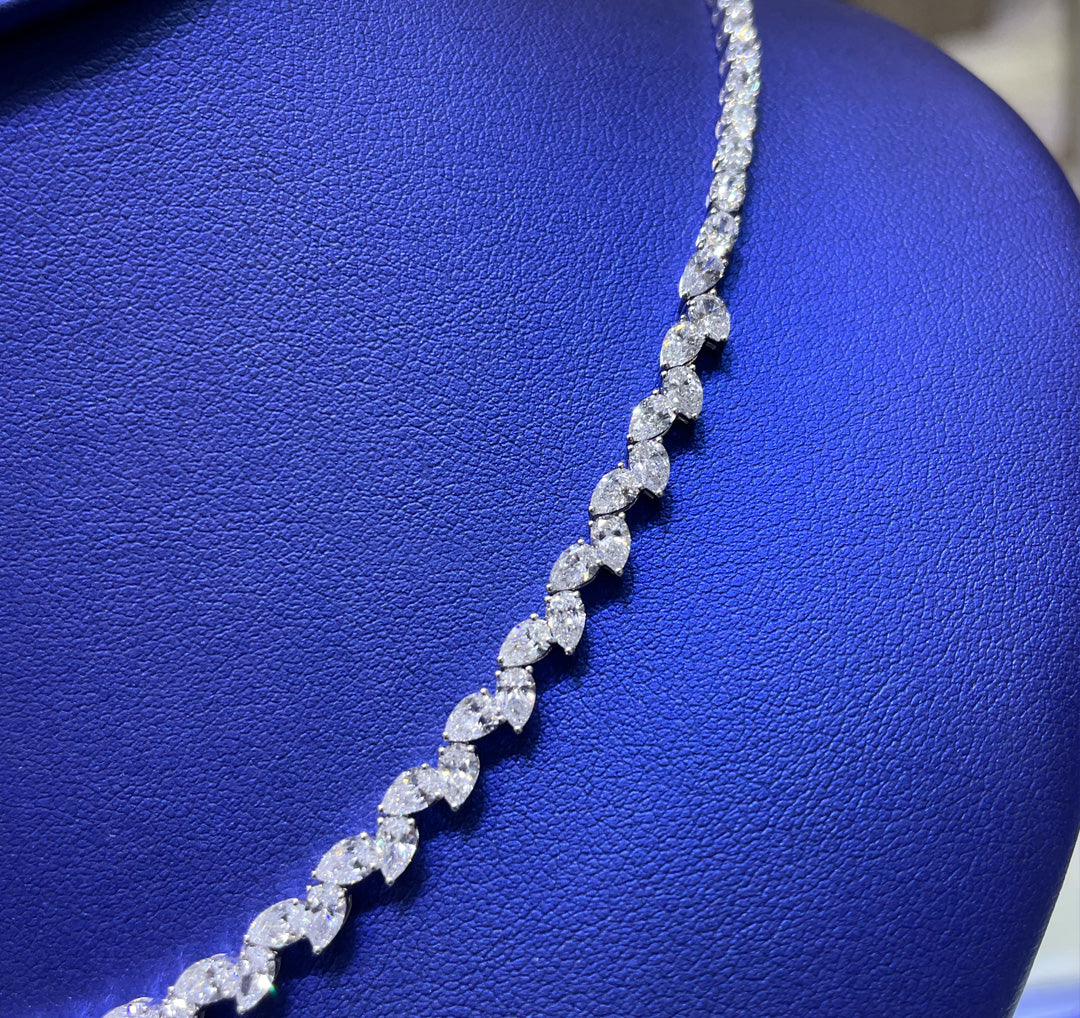 14K Gold 9.22ctw Lab Grown Pear Cut Diamond Necklace