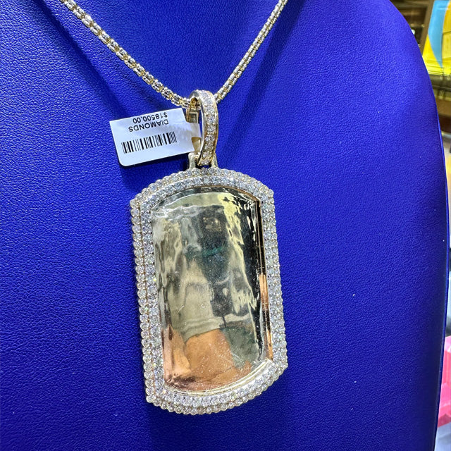 6.25ctw Natural Diamond Memory Charm Rectangle Pendant in 10K Gold