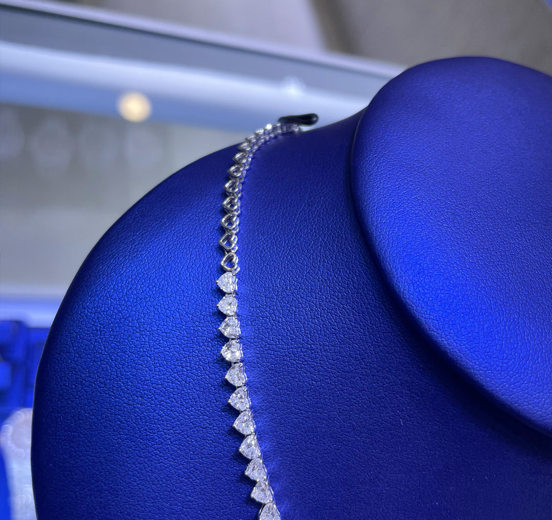 14K Gold 9.77ctw Lab Grown Heart Cut Diamond Necklace