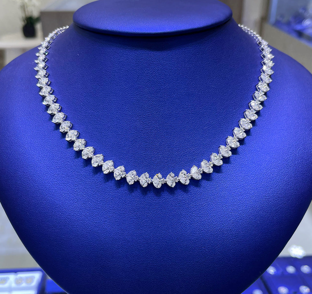 14K Gold 11.65ctw Lab Grown Marquise Cut Diamond Necklace