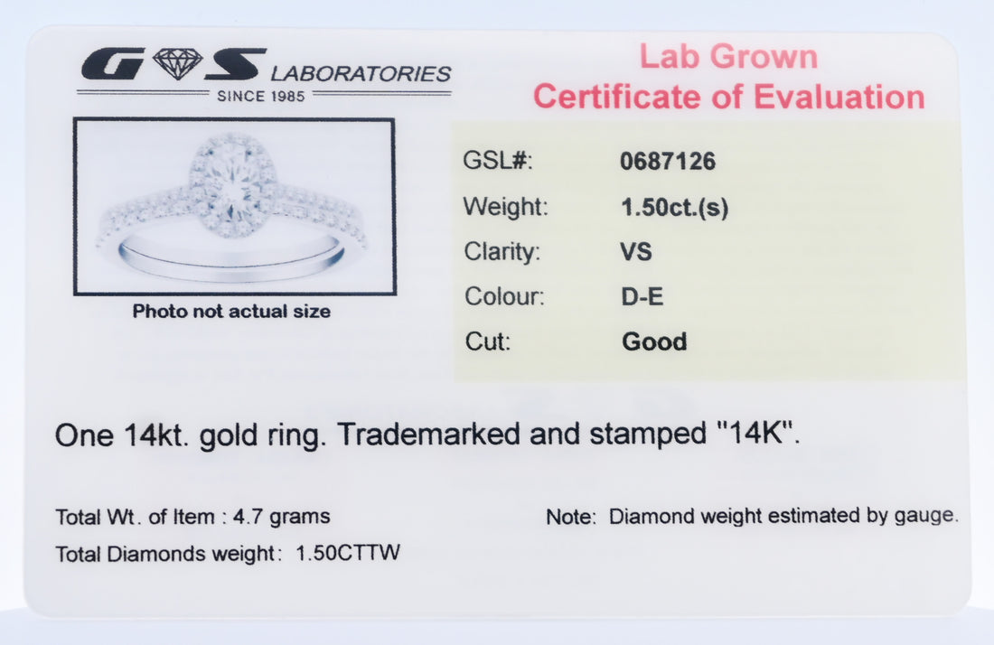 14K Gold 1.50 CT Lab Grown Round Cut Diamond Engagement Bridal Set