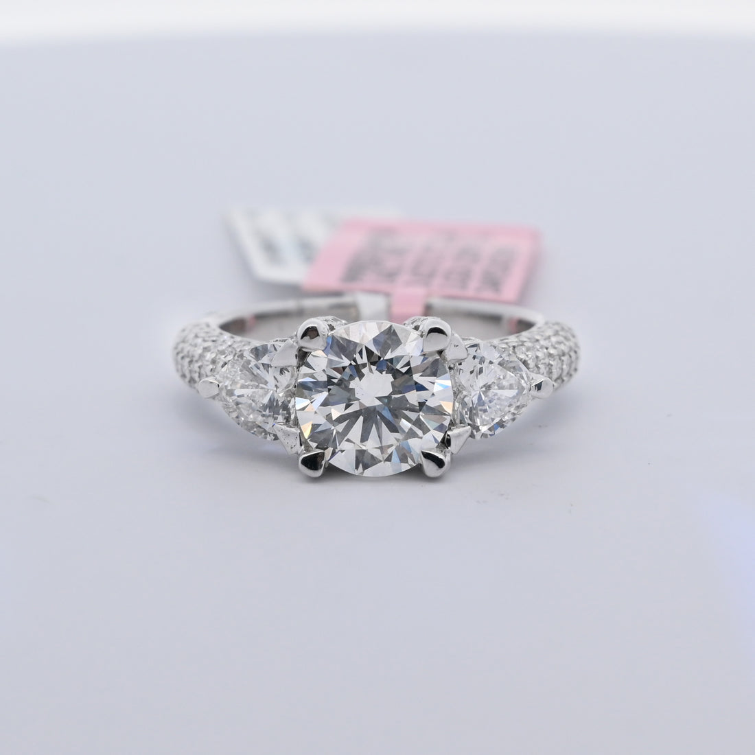 14K Gold 3.62 CT Lab Grown 3 Stone Round Cut Diamond Engagement Ring