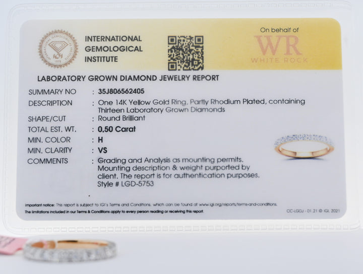 14K Gold 0.50 CT Lab Grown Half Eternity Round Cut Diamond Wedding Band