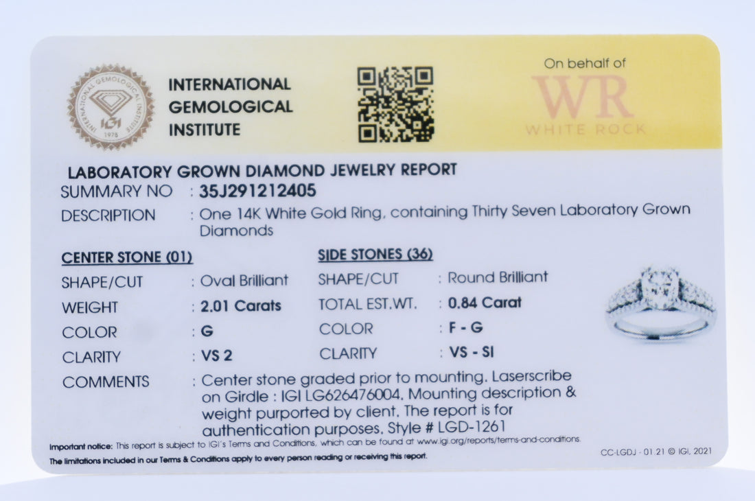 14K Gold 2.85 CT Lab Grown Oval Cut Three Row Diamond Engagement Ring