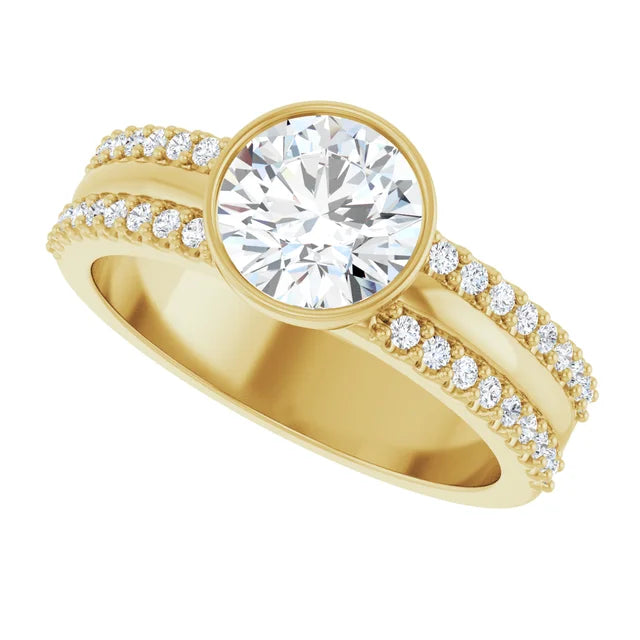 Accented Bezel: 14K Gold Lab-Grown Diamond 1.39 CTW Engagement Ring