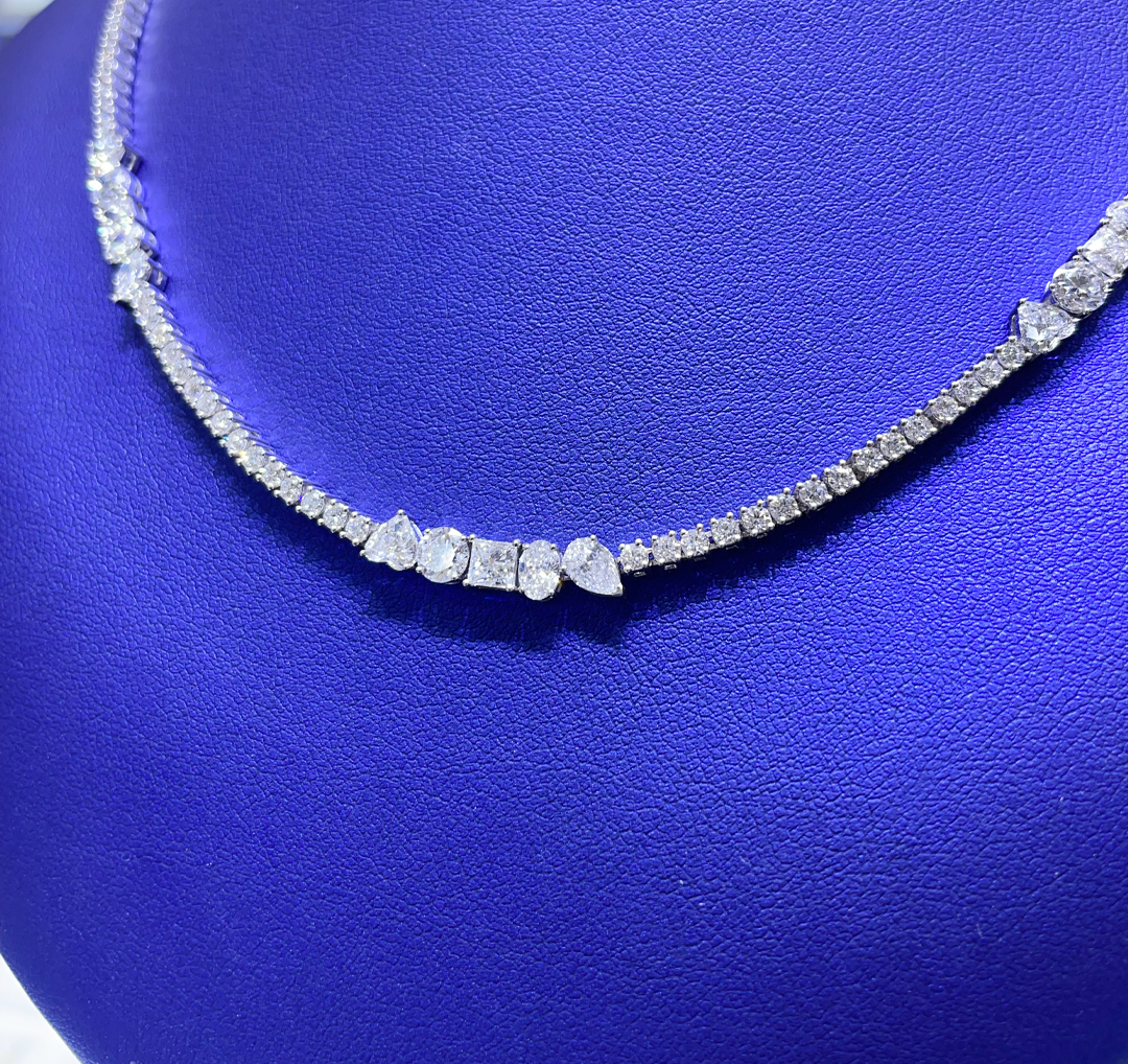 14K Gold 8.26ctw Lab Grown Diamond Multi Stone Necklace