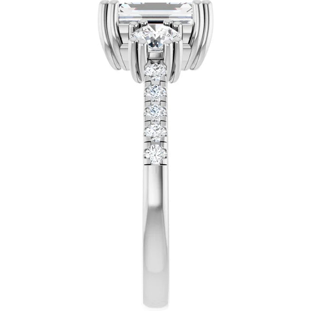 14K Gold Emerald Cut [2.09ctw] Lab-Grown Diamond [E - VVS2] Engagement Ring