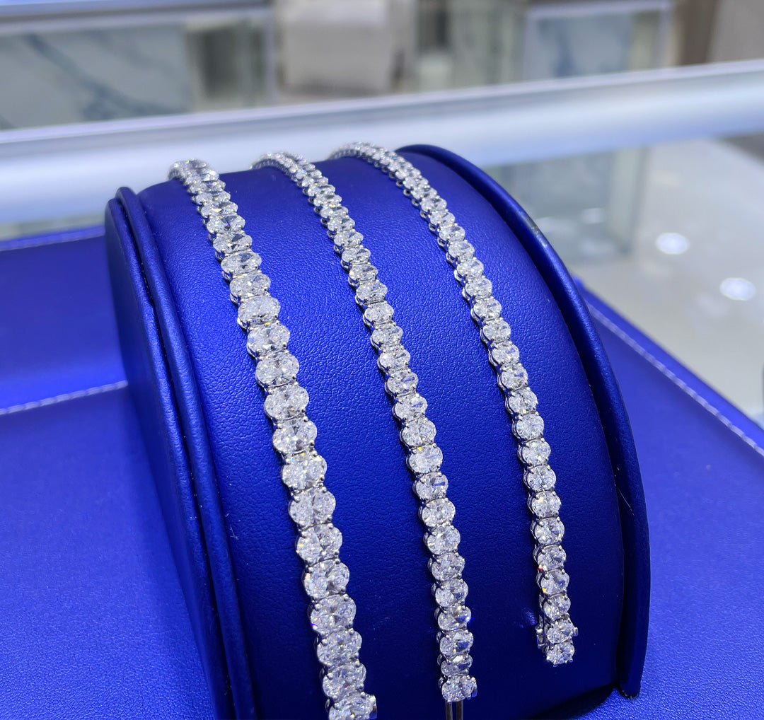 14K Gold Oval Cut 9ct - 11ct - 18ct Lab Grown Diamond Bracelet