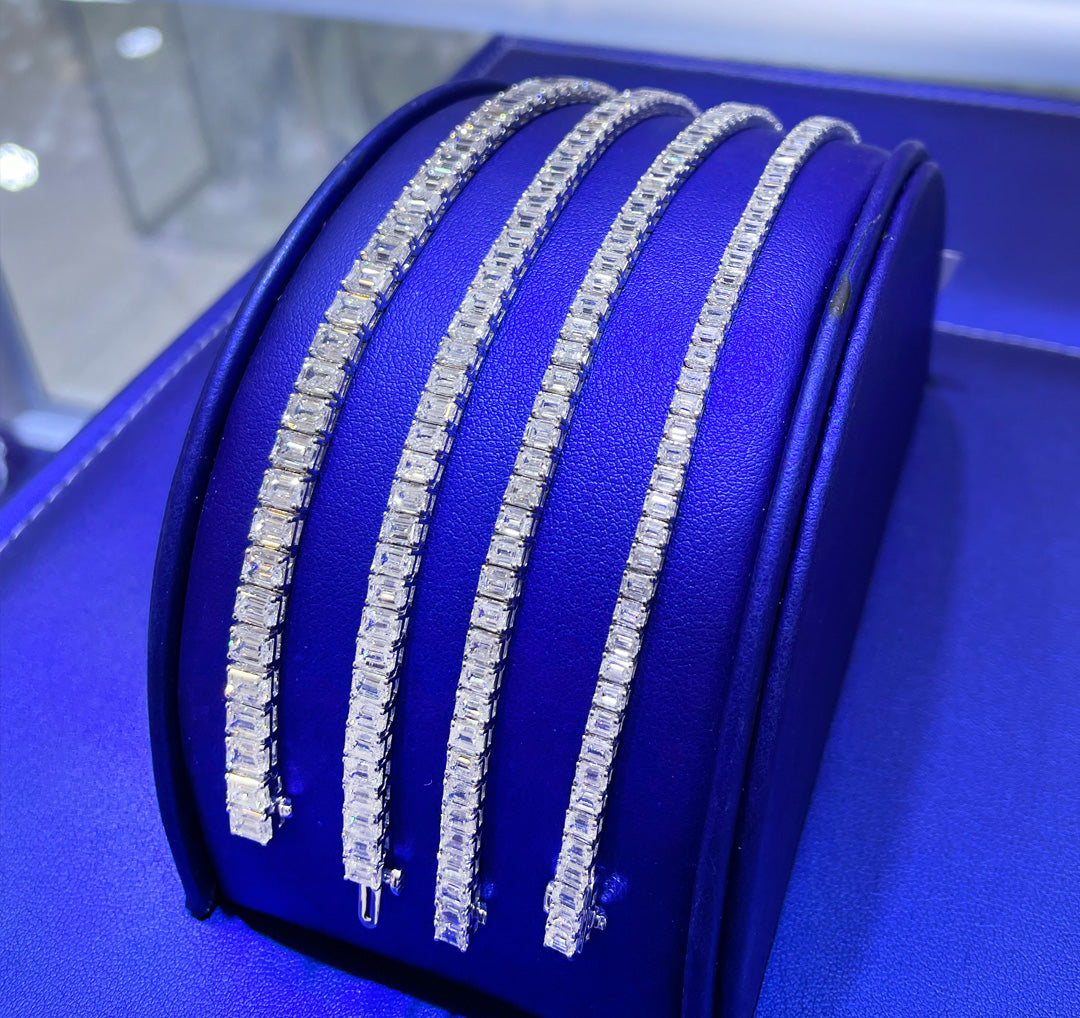 14K Gold Emerald 6ctw - 9ctw - 12ctw - 17ctw Cut Lab Grown Diamond Bracelet