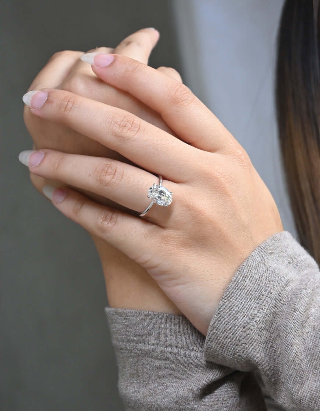 14K Gold 3.12CT Oval Cut Solitaire Diamond Engagement Ring